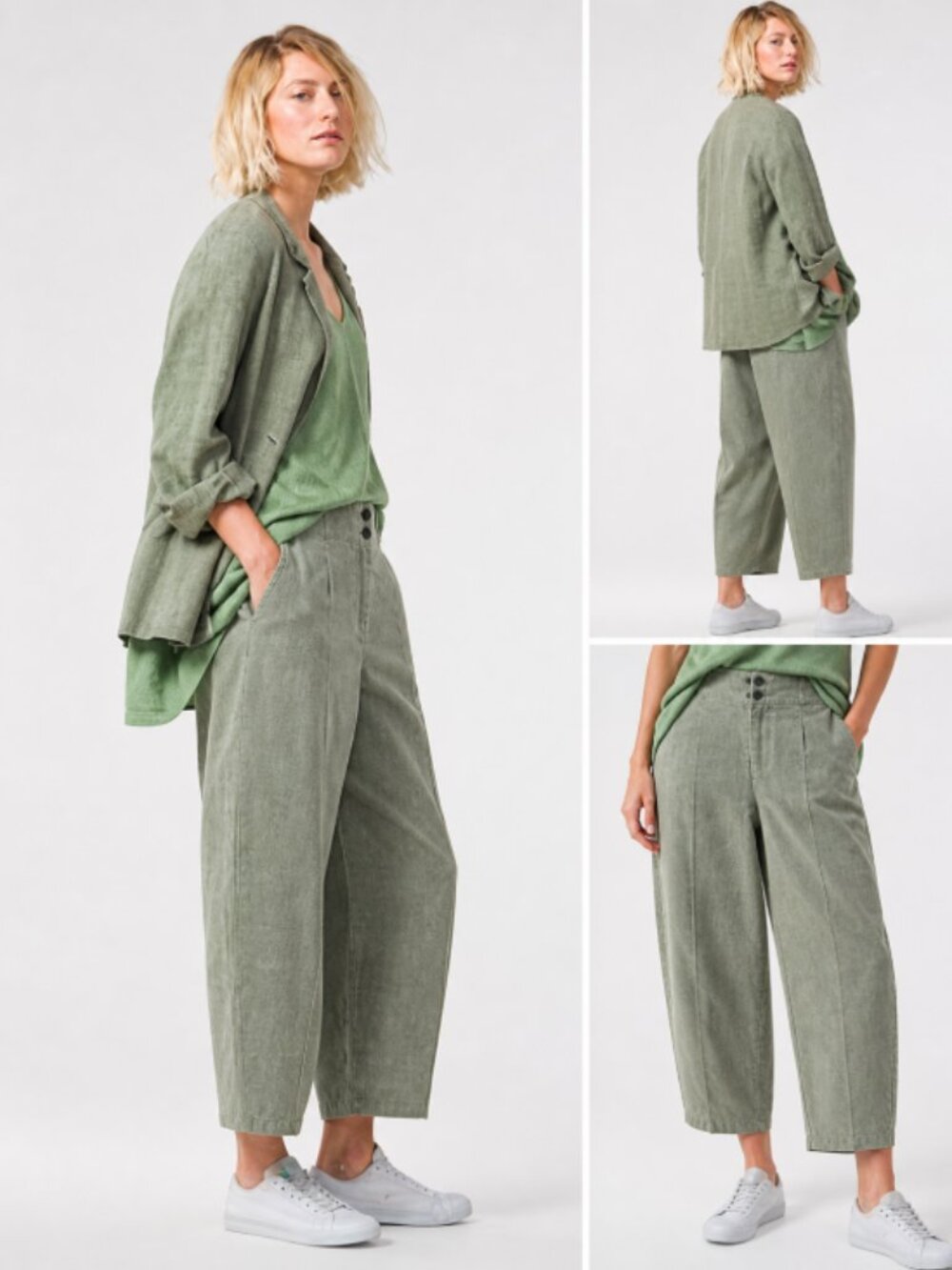 ISCHIKO by OSKA Sage Cotton Linen Pressed Crease Osiris Barrel Pants 3/ XL